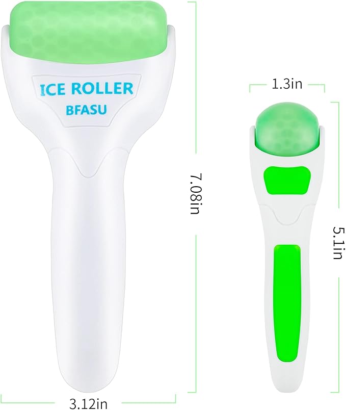 Ice Roller, Face Roller 2 PCS, Massage Tools with Mini Roller for Eye, Face and Body, Relax and Alleviate Puffiness Fine Lines Minor Pain (Green)