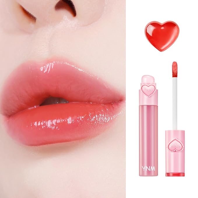 YNM Heart Jelling Tint, PAPAYA JELLING, Silicone Lip Brush Included, K-Beauty, Non-Sticky, Moisturizing, Smudge-Proof, Korean Lip Tint, Long-Lasting, Vivid Color, 0.09 oz