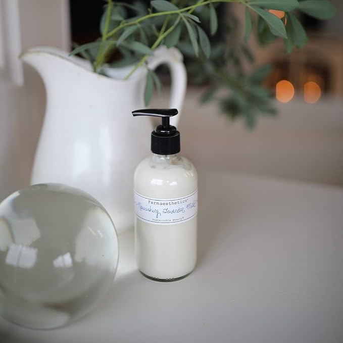 Farmaesthetics Nourishing Lavender Milk Face and Body Lotion (8oz) | Ethically Sourced Sustainable Beauty | Clean, All Natural, Small Batch Skincare