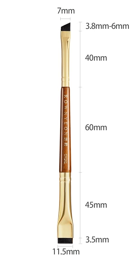 Desert Oak Series Precision Thin Eyeliner Brush - Dual-Ended Angled & Concave Tips for Winged Lines/Tightlining, Gel & Liquid Liner Compatible, Ebana Handle (CM 161)