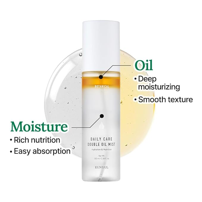EUNYUL Daily Care Double Oil Mist 3.38 fl. oz Korean Skincare Face Mist for Deep Hydrating