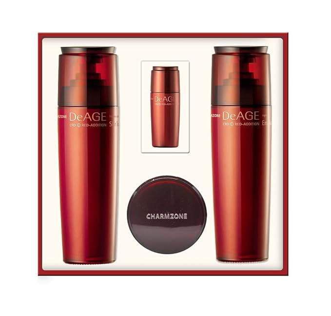 CHARMZONE DeAge Red Addition Korean Skincare Set of 3 – Anti-Aging Red Wine Face Care with Toning Water, Emulsion & Cream – Hydrating, Nourishing, Gift-Ready (10.98 fl. oz)
