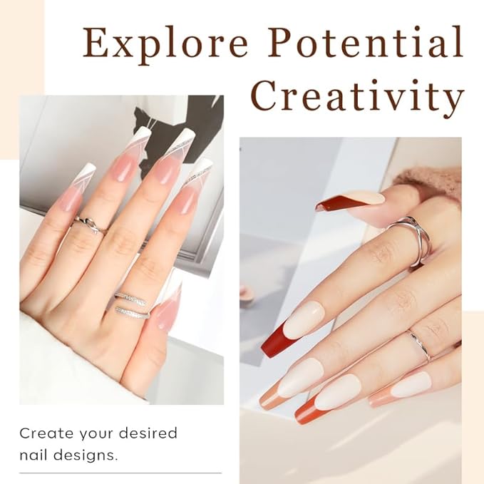 Modelones Long Coffin Nail Tips - 500Pcs Pre-shaped Half Matte Full Cover Fake Nails Gel Tips Acrylic Press on Manicure Extension DIY 10 Sizes