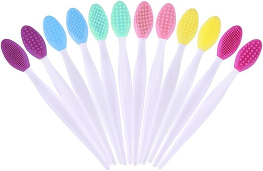 12 Pcs Pore Scrub Brush,Lip Scrubber Exfoliator,Silicone Face Cleansing Brush,Lip Scrub Brush Exfoliating Nose Clean Blackhead Removal Brushes for Face Cleaning
