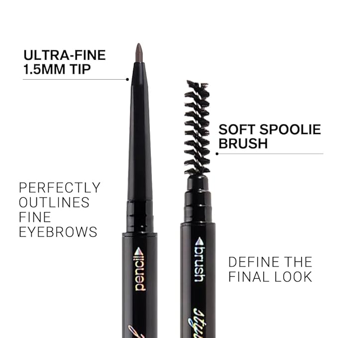 5 Pcs Waterproof Dual-Sided Fine Tip Eye Brow Pencils Pack,Ultra-Fine Mechanical Precise Pencil,Draws Tiny Brow Hairs, Defines, Fills Eyebrows, Shapes, Contours, Combs,1mm Pen Point (Pack of 5)-Tea