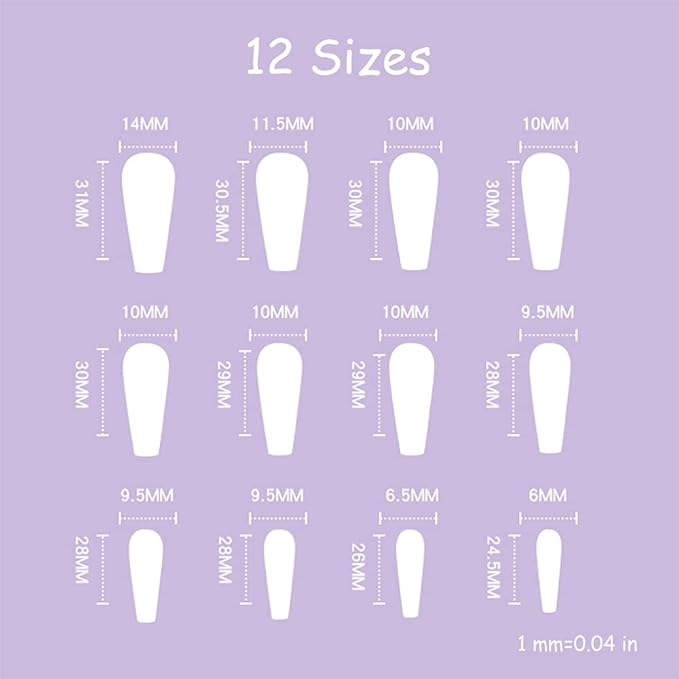 BABALAL Long Press on Nails Coffin Fake Nails Black French Tip Glue on Nails Glossy Acrylic Nails Gothic Falme Design Ballerina False Nails for Women and Girls