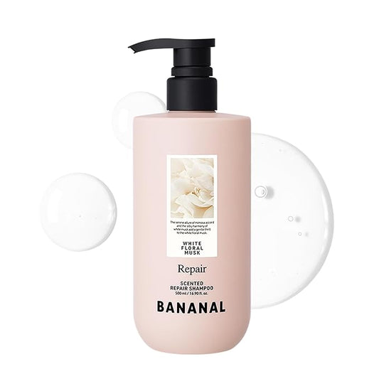 Korean Hair Repair Shampoo – Strengthens & Revitalizes Damaged, Hydrolyzed Proteins, Ceramide & Jojoba Oil – Hypoallergenic, pH-Balanced – White Floral Musk, 500ml / 16.9 fl oz