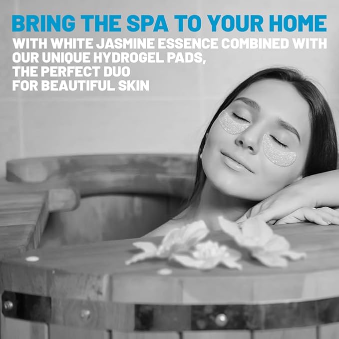 White Jasmine Eye Patches - Korean Eye Patches for Puffy Eyes - Collagen Eye Mask - Under Eye Patches Korean - Puffy Eyes and Dark Circles Treatment, Spa Masks for Women & Men - 60 pcs