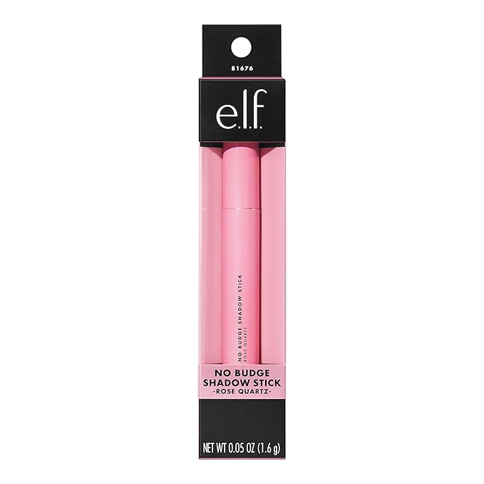 e.l.f. No Budge Shadow Stick, Long-Lasting Cream Eyeshadow Stick For High-Pigment, Metallic Color, Vegan & Cruelty-Free, Rose Quartz