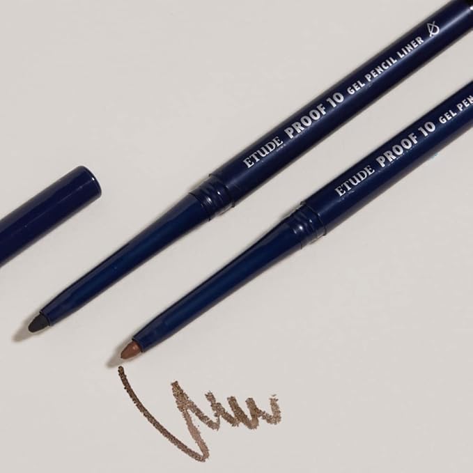 ETUDE Proof 10 Gel Pencil Liner, Eyeliner with Wearable Shades, Sharpenable Tip, Creamy Gel Texture, Waterproof & Sebum-Proof Precision Liner, Korean Makeup, Beauty, Dark Cacao (0.011 Ounce)