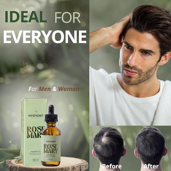100% Natural Rosemary Hair Growth Serum Essential Oil - 60ml: Boost Hair Growth and Enhance Blood Circulation for Luxurious Locks, Mint