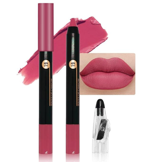 Captivating Red Crayon Matte Lipstick Lip Liner Pencil, Moisture Smooth Lipstick Pencil, With pencil sharpener Sharpenable Lip Pencil, Ultimate Lip Crayon for Women Smudgeproof Waterproof 19#