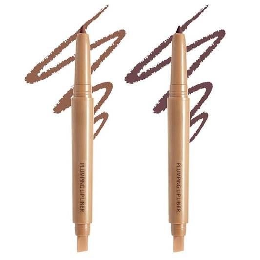 2Pcs Matte Lip Liner Pencil, Plump lip pencil liner Long-Lasting Creamy Formula, With Silicone Smudger for Define Contours & Sculpting Lip,Waterproof Non-Staining Crayon Lip Liners 07#+08#