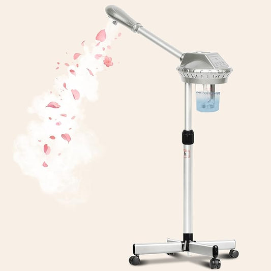Facial Steamer Professional,Face Steamer for Estheticians with Hot Mist & Timer Function,Height Adjustable Vaporizador Facial Steamr on Wheels