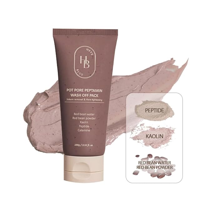 HEVEBLUE Pot Pore Peptamin Wash Off Pack - Red Bean, Peptide, Removes Blackhead, Pore Care, Tightening, Hydrating, Sensitive Skin, Korean Skincare, Exfoliating, Vegan, K-Beauty, Wash-off Mask Pack