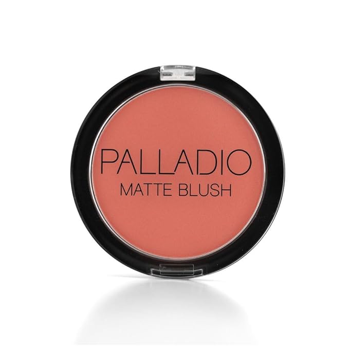 Palladio Matte Blush, Brushes onto Cheeks Smoothly, Soft Matte Look and Even Finish, Flawless Velvety Coverage, Effortless Blending Makeup, Flatters the Face, Convenient Compact, Toasted Apricot