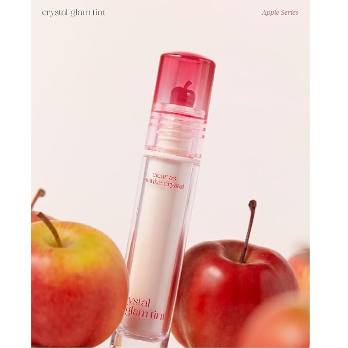 CLIO CRYSTAL GLAM TINT (018 FRESH APPLE), Glossy Finish, Lightweight, Weightless, Buildable, Glass-Like, Smoothing, Long-Lasting, Vivid, Transparent, Shiny, Moisturizing Lip Stain, Korean Lip Tint