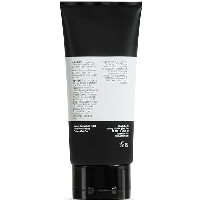 Anthony Shave Gel for Sensitive Skin – Non-Foaming, Soothing Shaving Cream for Men and Women. With Aloe Vera Beads, Eucalyptus, Rosemary and Carrageenan Extract - 6 Fl Oz (3 Pack)