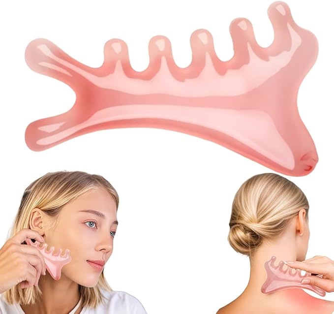 4 in 1 Massage Comb Gua Sha Tool for Face & Body, 2025 New Head Massage Combs Facial Tools, Meridian Therapy Tool for Body Tension Relief, Self Care Gifts for Women Men (Pink)