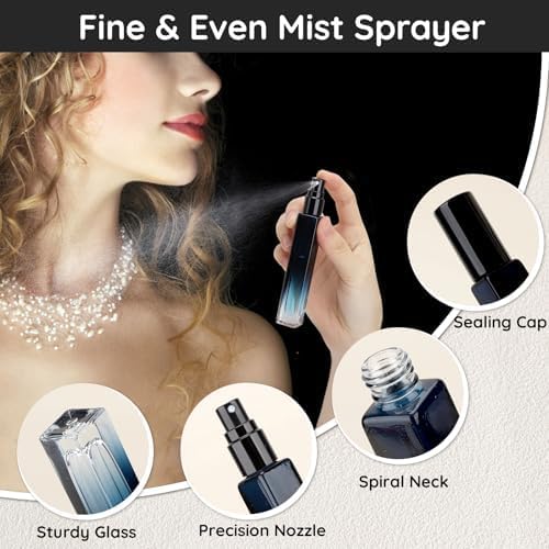 Segbeauty 10 Packs Perfume Bottles Empty, 10ml Refillable Portable Cologne Sprayer, 0.34oz Glass Spray Bottles for Dispensing Perfume, Mini Travel Size Perfume Atomizer Sample Container for Frangrance