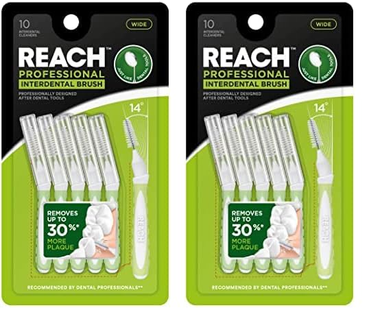 Reach Interdental Brush Wide 1.3mm | Removes up to 30% More Plaque | Special Designed for Gum Protection, PFAS Free | 10 Brushes (Pack of 2)