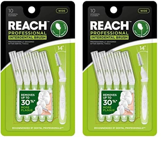 Reach Interdental Brush Wide 1.3mm | Removes up to 30% More Plaque | Special Designed for Gum Protection, PFAS Free | 10 Brushes (Pack of 2)