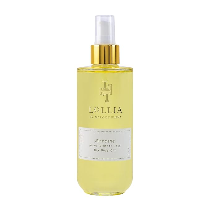 LOLLIA Breathe Dry Body Oil, 6.8 Fl. Oz. – Peony & White Lily – Women’s Scented, Moisturizing, Dry Body Oil for Women, For All Skin Types