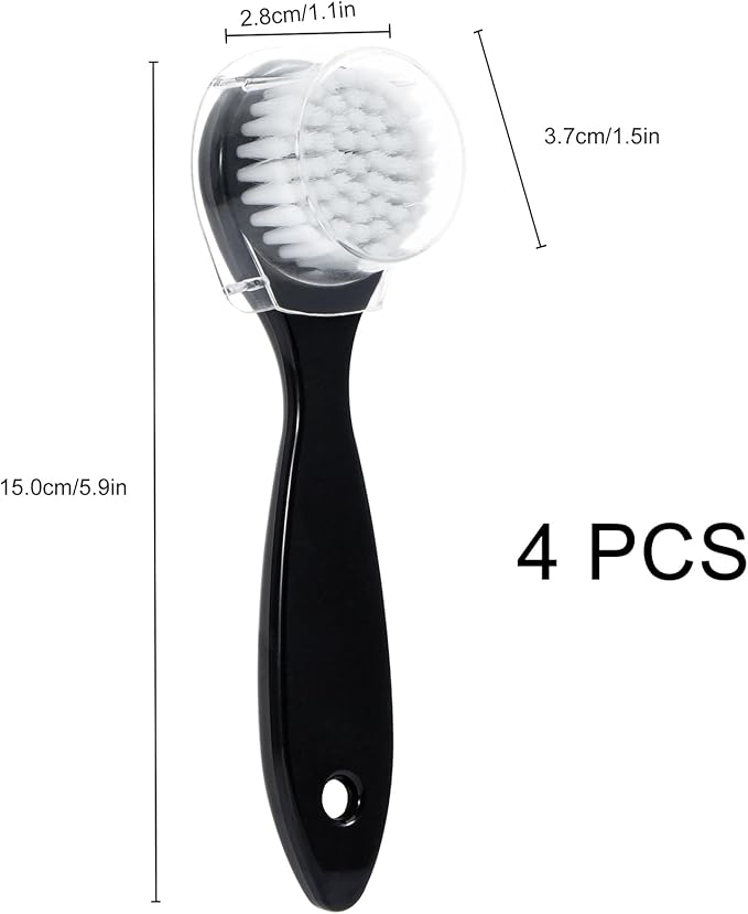 Facial Cleansing Brush 4 PCS, Face Exfoliating Scrubber Brush Soft Face Wash Scrub Exfoliator for Makeup Skincare Removal (Black)