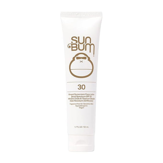 Sun Bum Mineral SPF 30 Non-Tinted Sunscreen Face Lotion | Vegan and Hawaii 104 Act Compliant (Octinoxate & Oxybenzone Free) Broad Spectrum Natural Sunscreen with UVA/UVB Protection | 1.7 oz
