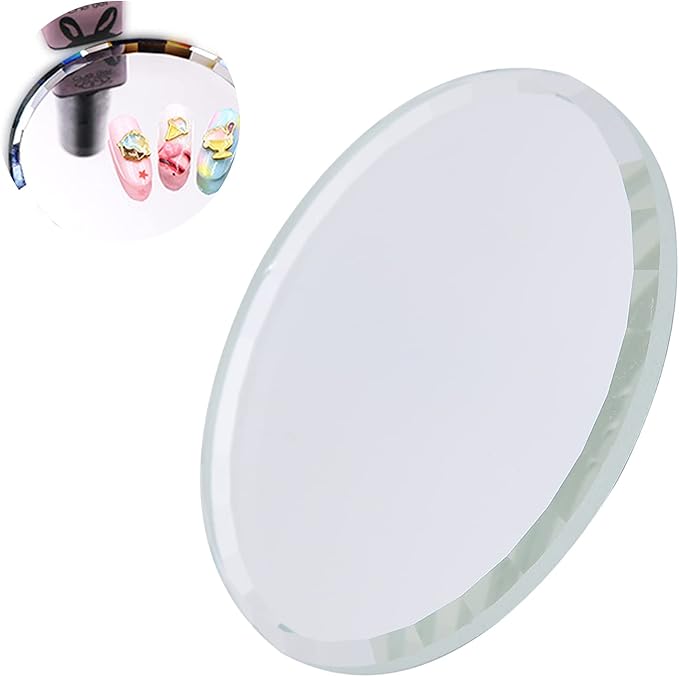 Nail Art Palette, DIY Nail Art Palette Nail Color Mixing Palette Nail Art Manicure Display Drawing Tool Nail Art Plate False Nail Mirror Glass Display Board for Manicure Makeup Paint Art(white)