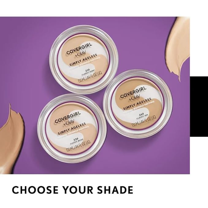 COVERGIRL Simply Ageless Instant Wrinkle Defying Foundation, SPF 28, Hyaluronic Complex & Vitamin C - 245 Warm Beige, Pack of 1