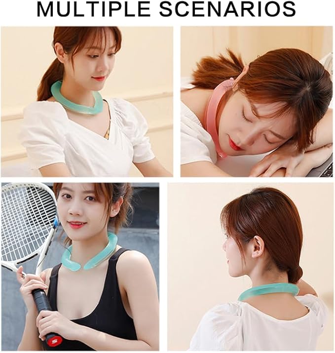 2 PCS Small Ice Collar, Kid Neck Cooling Tube, Wearable Cooling Neck Wraps for Summer Heat I Hands Free Cold Pack, Reusable Neck Coole (S-Pink+Blue)