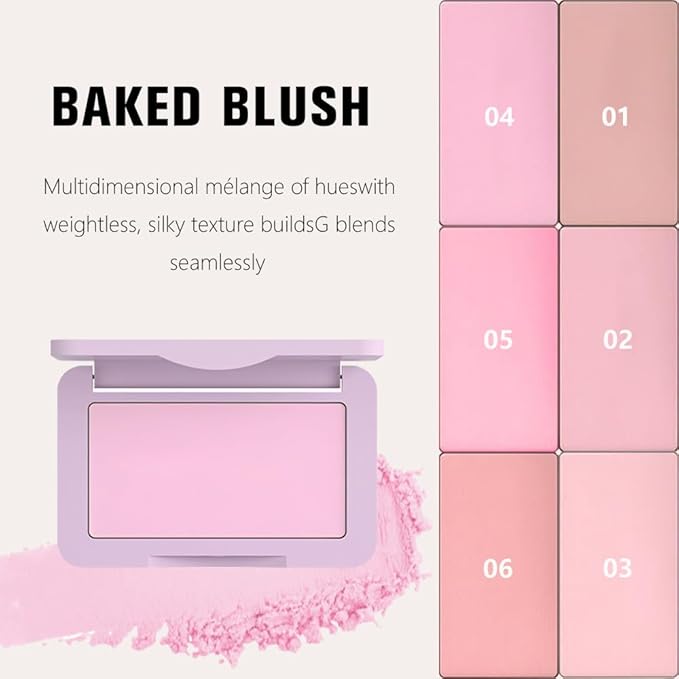 Lavender Purple Matte for Face Cheeks Blush, Natural Cream Blushes Makeup Palette, Light Monochrome Blush Creamy Powder Palette Makeup for Women, Blushe Eyeshadow Foundation for Every Day 04