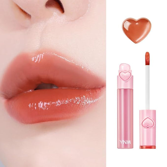 YNM Heart Jelling Tint, CHESTNUT JELLING, Silicone Lip Brush Included, K-Beauty, Non-Sticky, Moisturizing, Smudge-Proof, Korean Lip Tint, Long-Lasting, Vivid Color, 0.09 oz