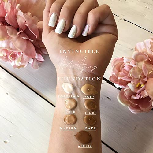 MIRABELLA - Invincible for All HD Liquid Foundation, Moisturizing Face Products for All Skin Types, Full-Coverage Lightweight Foundation Makeup, Moisturizing & Hydrating Beauty Care, Dark V