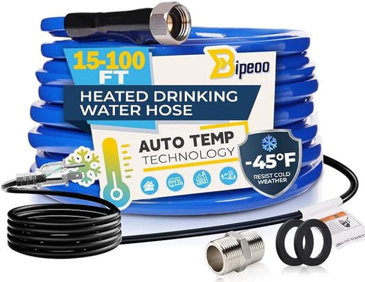 15FT Heated Water Hose for Rv,Heated Drinking Water Hose Antifreeze to -45°F,Great Rv Accessories for Campers,Livestock,Agriculture,Lead and BPA Free