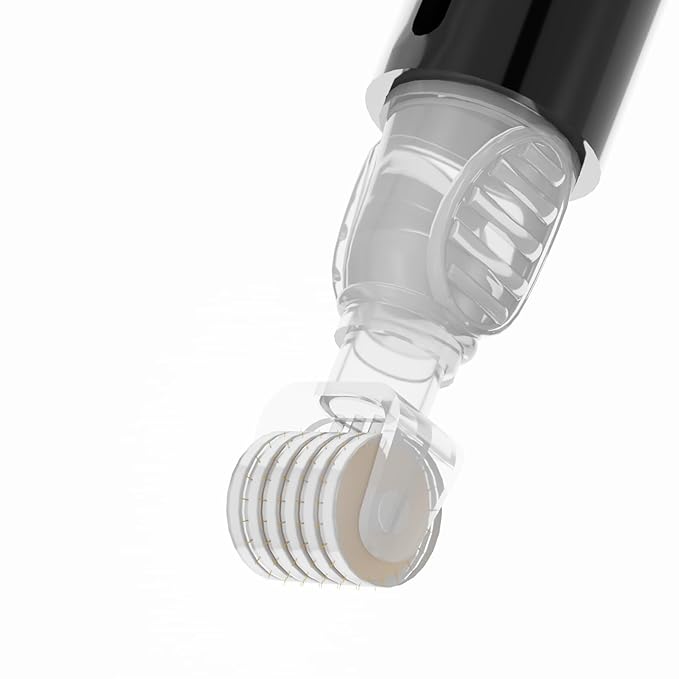 Derma Roller with Liquid Reservoir Serum Applicator for Lips, Skin, Hair, Wrinkles, Beard, Easy to Use Face Roller Skin Care Tools Without Serum, 105 Titanium Needles 0.25 mm