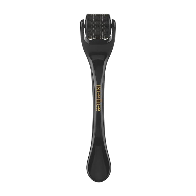 Derma Roller Titanium, Microneedling Roller with 540 Needles, Beard Roller, Micro Needle Roller for Men and Women Home Use - Charcoal Black