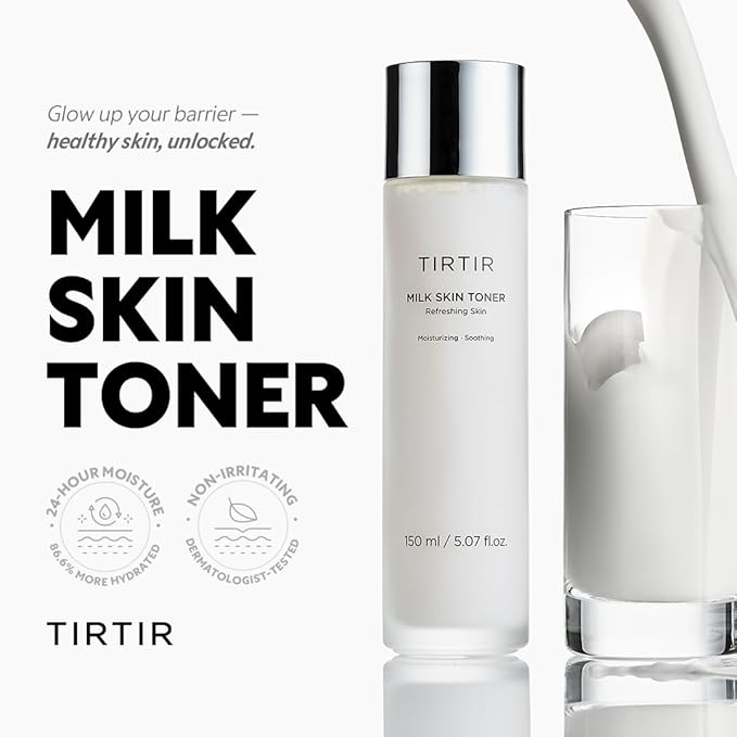 TIRTIR Milk Skin Rice Toner | Deep Moisturizing, Hydrating Toner for face, Niacinamide, Ceramide, Rice Bran Extract, Nature-Oriented Ingredients for Korean Skin Care, Vegan, 1.69 Fl Oz