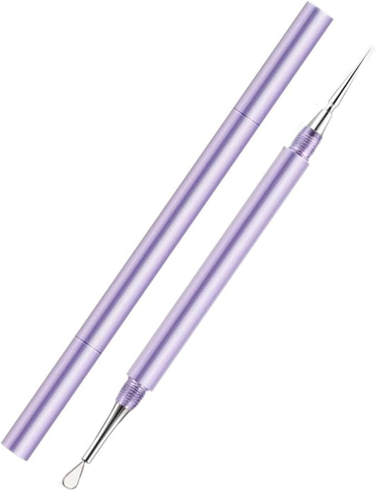 2-in-1 Professional Stainless Steel Acne Removal Needle, Whitehead & Blackhead Remover Tool, Pimples Comedone Extractor Removal Tool, Double Ended Needle with Cap Removal for Nose Face Tools(Purple)