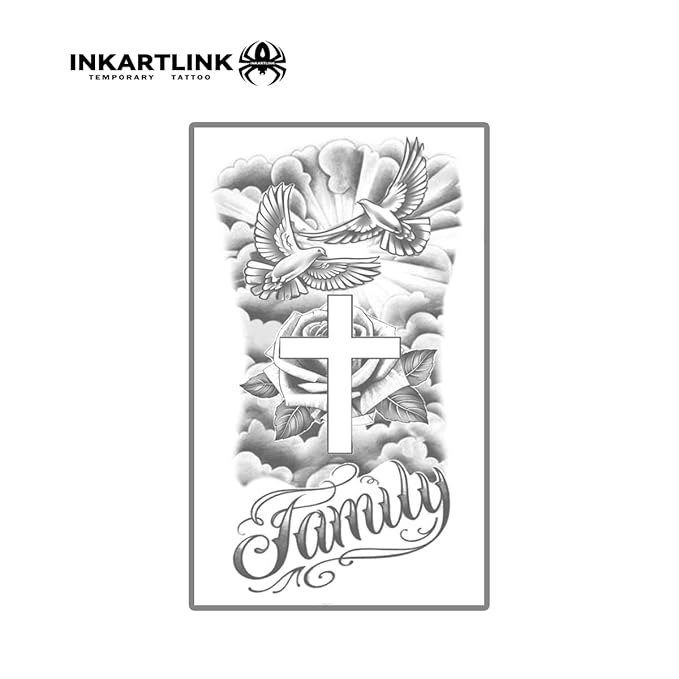 INKARTLINK Semi Permanent Tattoo, party tattoo, beautiful and realistic design, fun tattoo experience, cruelty-free, non-reflective, waterproof (Peace Dove 2)