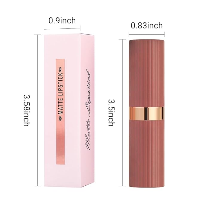 evpct 3Pcs Matte Creamy Lipsticks Set, Coral Ruby Red Nude Brown Lip Stick Set for Women, Long Lasting Waterproof Velvet Lipsticks Blendable Silky, Longwear Lip Makeup Set 24 hours original labios 03