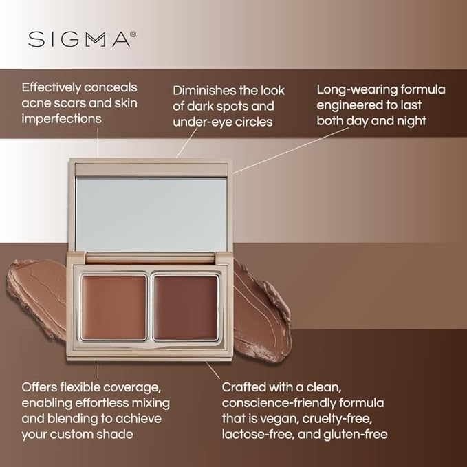 Sigma Beauty Spectrum Color-Correcting Duo – Color Correcting Cream for Concealing and Priming Skin, 2in1 Makeup Set with Buildable, Customizable Shades for all Skin Types (Dark to Deep)