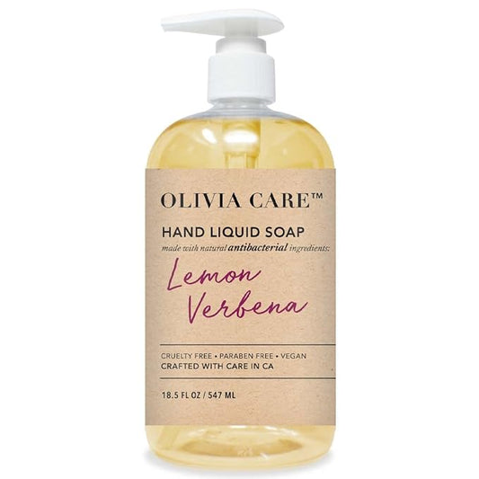 Olivia Care Antibacterial Hand Soap - Infused with Sage & Tea Tree Oil & Lemon Verbena Fragrance, Cleansing, Germ-Fighting, Moisturizing Hand Wash for Kitchen & Bathroom -18.5 fl oz