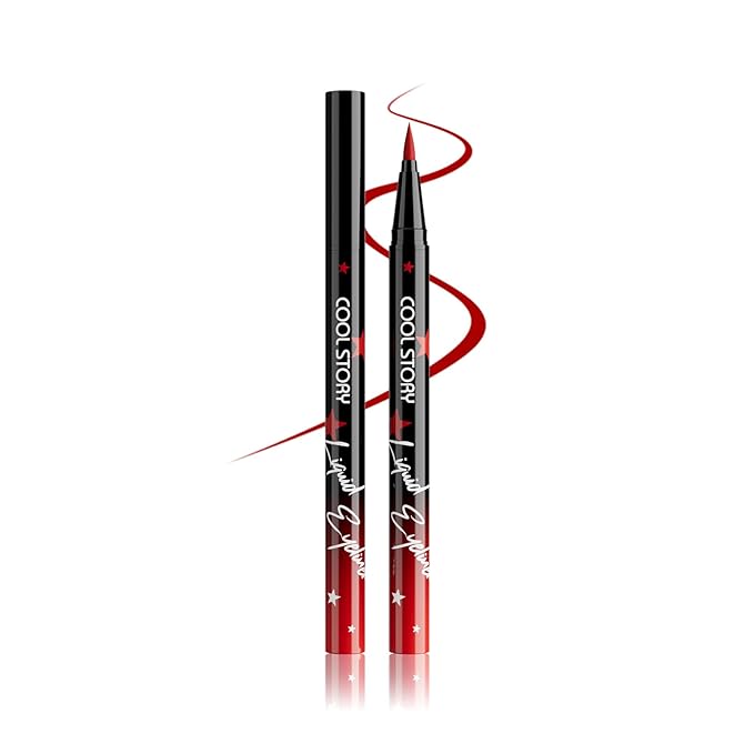 COOL STORY Liquid Eyeliner Waterproof Smudge Proof Eye Liner, 24H Long-Lasting, 0.6ml/0.02 fl.oz (Red)