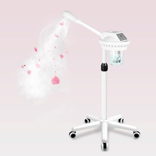 Professional Facial Steamer, Esthetician Steamer on Wheels, Stand Face Steamer for Facial Deep Cleaning, Steamer for Facial for Personal Care or Spa, Moisturizing and Hydrating