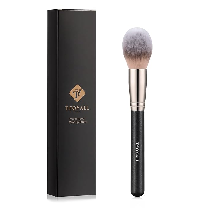 TEOYALL Oval Blush Brush, Ultra Plush Fluffy Synthetic Bristles Powder Brush for Contour Bronzer Cheek with Loose Powder