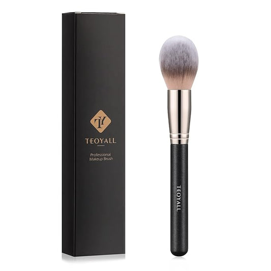 TEOYALL Oval Blush Brush, Ultra Plush Fluffy Synthetic Bristles Powder Brush for Contour Bronzer Cheek with Loose Powder