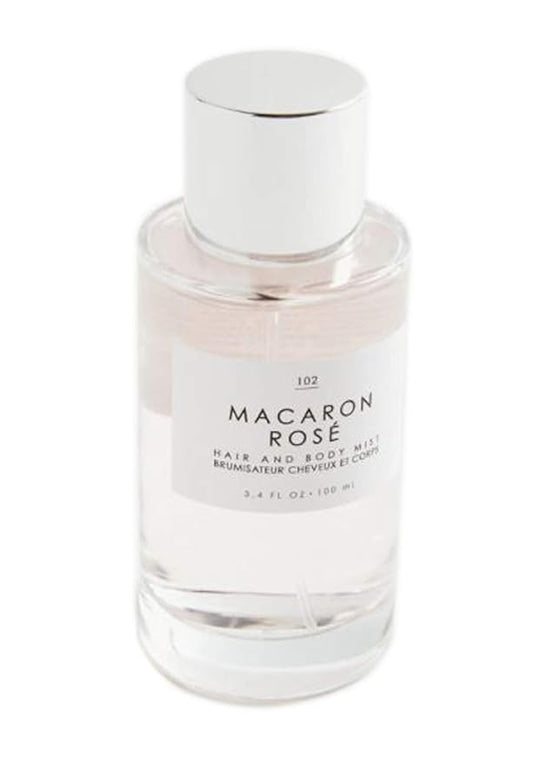 Gourmand Macaron Rose Hair + Body Mist 3.4 Fl.Oz! Blend Of Eau De Rose, Turkish Delight And Sugarcane! Perfumed Hair & Body Mist For All Day Long-Lasting Freshness! Choose Your Scent! (Macaron Rose)
