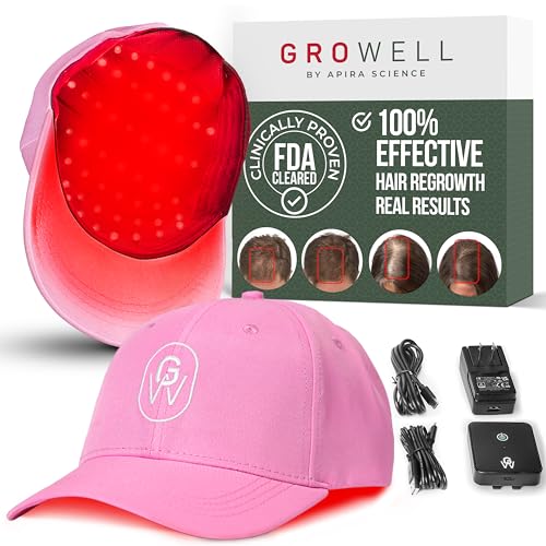Red Light Therapy Hair Growth Cap – FDA Cleared Laser Treatment for Hair Regrowth and Reduced Shedding – LED & Laser Red Light Therapy Clinically Proven in Double-Blind Studies - Pink